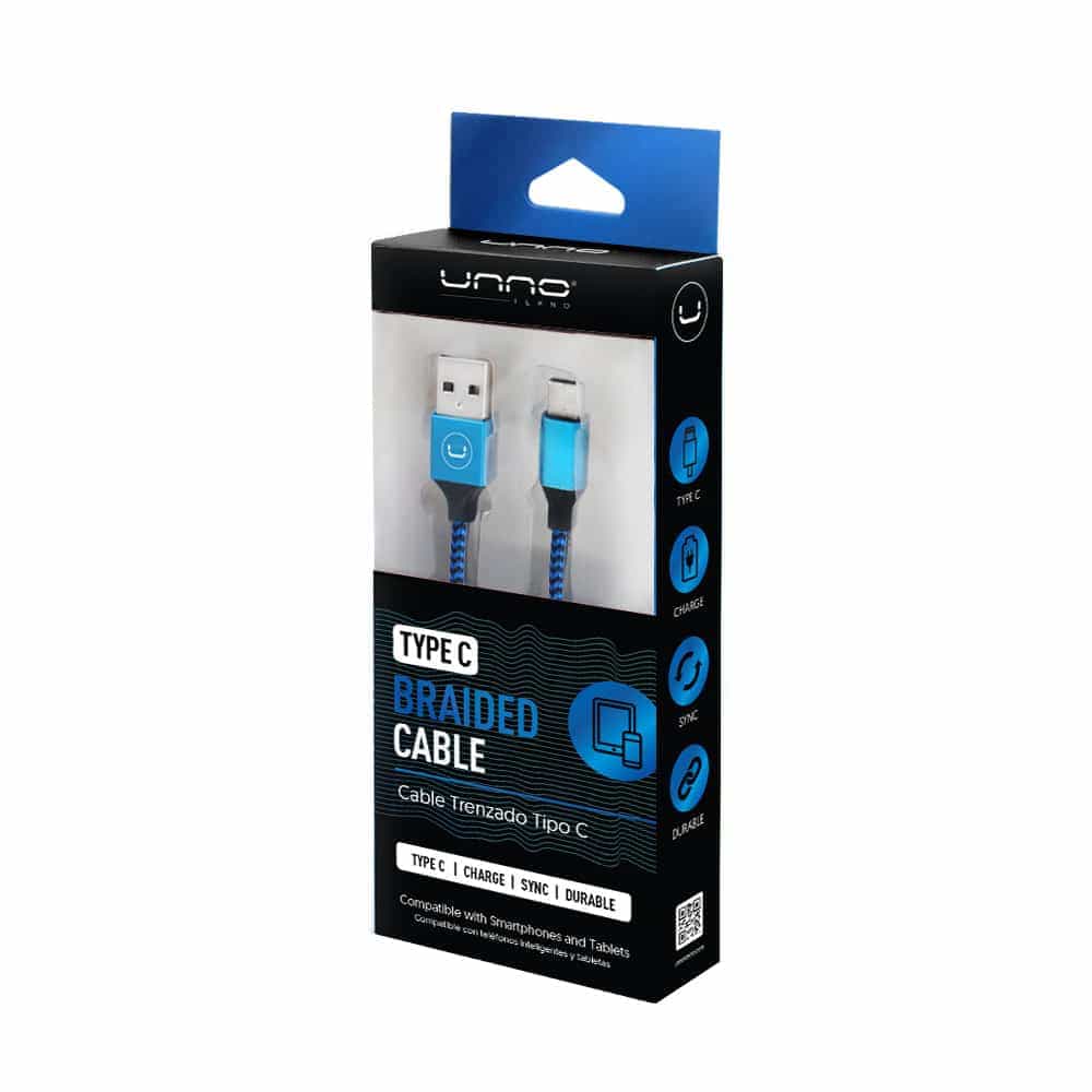 CABLE USB A TIPO C UNNO TRENZADO CB4061BL